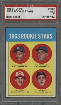 1963 Topps #537 Pete Rose Rookie Card - PSA NM 7